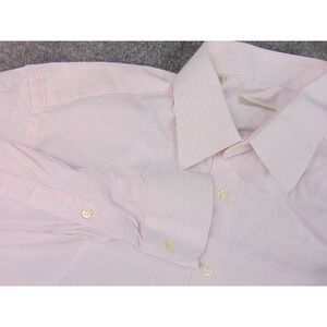 Ermenegildo Zegna Shirt Mens 16x41 Classic Fit Pink White Gingham Check Dress